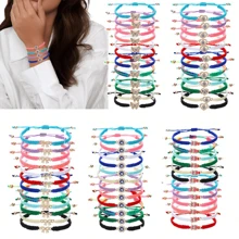 12pcs/Set Handmade Zinc Alloy Woven Bohemian Evil Eye Colorful Bracelet Set - Multicolor - View 9