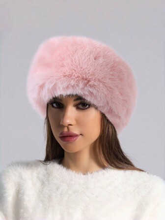 1pc Women Fluffy Headband, Warm Thick Earmuff Hat For Casual Commute Or Outdoor Use, Autumn/Winter