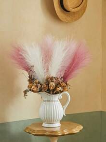 9 件混色仿蒲苇装饰，人造蒲苇蒲苇花卉蓬松假植物落地花瓶填充物适用于厨房家居波西米亚风装饰、房间、派对、婚礼装饰、新年装饰、2025 新年 - 彩色 - 查看 3