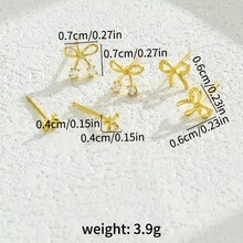 1 套女士耳环套装，蝴蝶结铜锆石设计耳钉，优雅百搭，送给女朋友的完美礼物，适合日常服装、婚礼和派对 - 彩色 - 查看 4