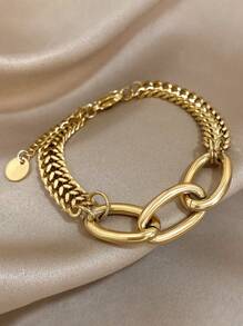 1pc Pulseiras de corrente infinita para mulheres Pulseiras de aço inoxidável Pulseiras de corrente douradas empilháveis para joias de festa diária Presentes de aniversário e Natal