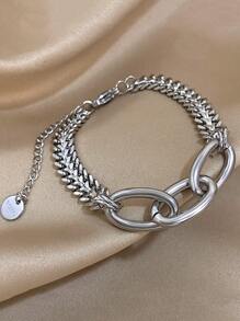 1pc Pulseiras de corrente infinita para mulheres Pulseiras de aço inoxidável Pulseiras de corrente douradas empilháveis para joias de festa diária Presentes de aniversário e Natal