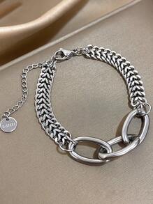 1pc Pulseiras de corrente infinita para mulheres Pulseiras de aço inoxidável Pulseiras de corrente douradas empilháveis para joias de festa diária Presentes de aniversário e Natal