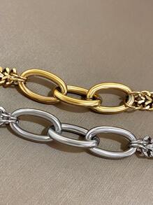 1pc Pulseiras de corrente infinita para mulheres Pulseiras de aço inoxidável Pulseiras de corrente douradas empilháveis para joias de festa diária Presentes de aniversário e Natal
