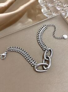 1pc Pulseiras de corrente infinita para mulheres Pulseiras de aço inoxidável Pulseiras de corrente douradas empilháveis para joias de festa diária Presentes de aniversário e Natal