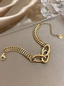 1pc Pulseiras de corrente infinita para mulheres Pulseiras de aço inoxidável Pulseiras de corrente douradas empilháveis para joias de festa diária Presentes de aniversário e Natal