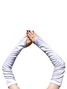 1 đôi Găng tay trang trí tiệc thường ngày cho phụ nữ, Găng tay dài màu trơn, Găng tay ngón tay móc thun mỏng Kiểu dáng thanh lịch Găng tay trang trí thích hợp cho tiệc Opera - Nhiều màu - Xem 9