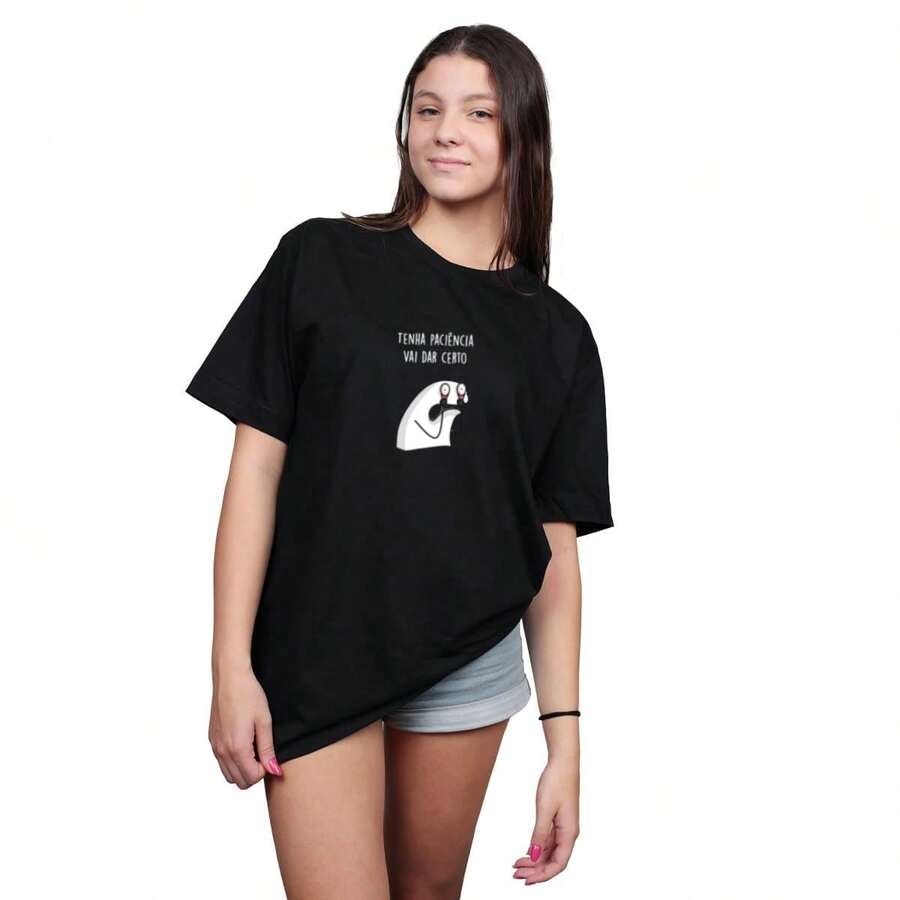 Women's T-Shirt Have Patience It Will Work Out Cotton Shirt - màu đen - Xem 1