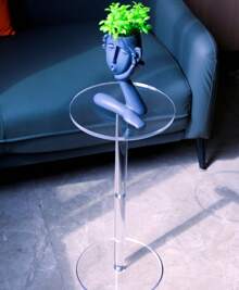 Acrylic End Table, Clear Side Tables For Small Space,10" L X 10" W X 21" H ,Modern Side Coffee Table For Living Room/Bedroom/Bathroom/Office/Outdoor/Business, Easy To Install(Please Tear Off The Protective Film Before Use To Ensure The Panel Is Clear And Transparent) - 白色 - 查看 3