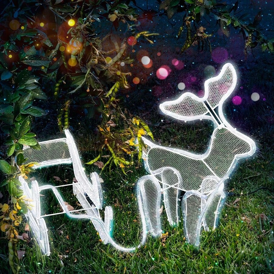 Reindeer Frame With Sled Led Waterproof Christmas Ornament String Lights 127V - Xem 1