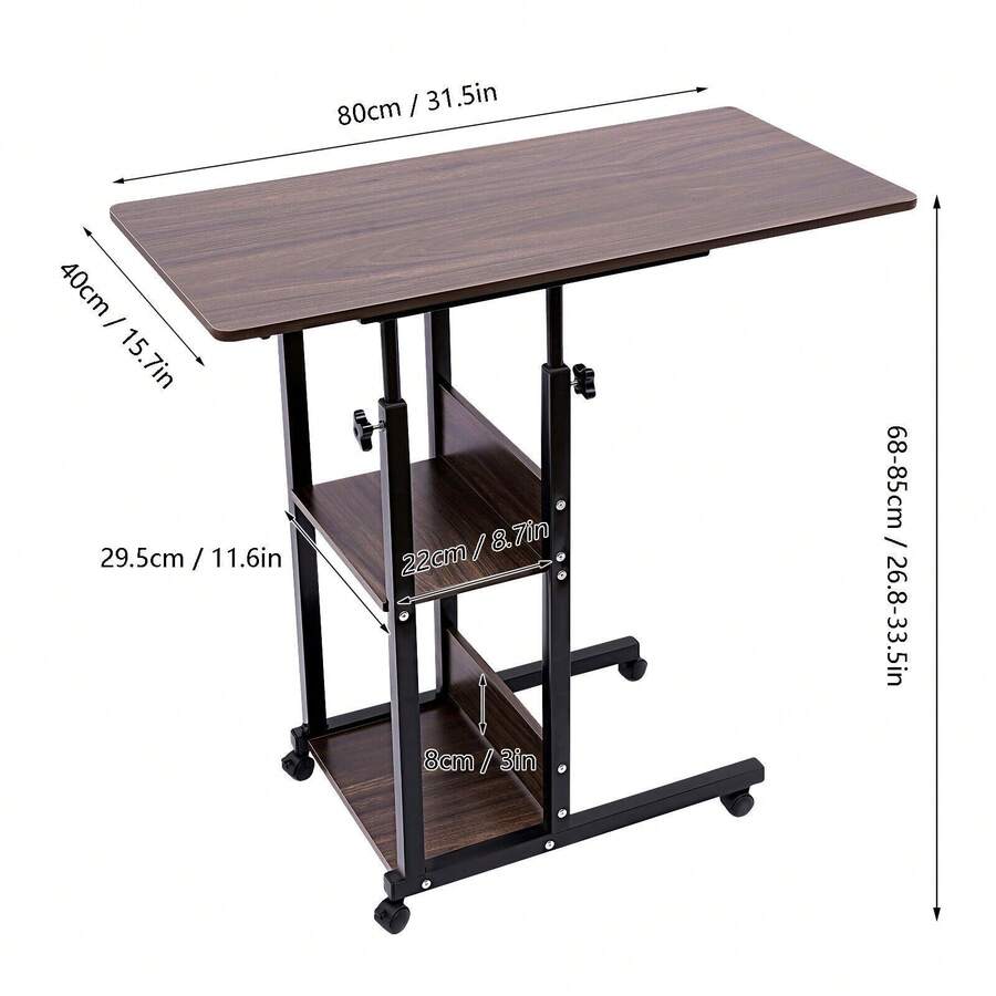 CShaped Side Table Adjustable, Height Adjustable C Table With Wheels
