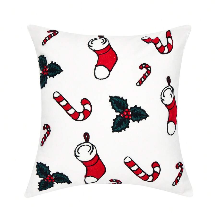 Christmas Embroidered Pillow Case Without Pillow Core - Blanco - Ver 1