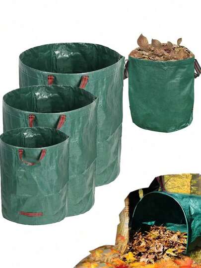 1 paquete, bolsa de basura para jardin de 16/32/72 galones con gran capacidad, cesta de hojas con asa reutilizable/plegable, bolsa de basura resistente para jardín, piscina, hojas, residuos de jardín, camping al aire libre, bote de basura plegable portátil
