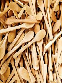 1件/5件/10件天然木勺批发，竹勺，蜂蜜勺，儿童勺，咖啡搅拌勺，果酱勺 - 彩色 - 查看 2