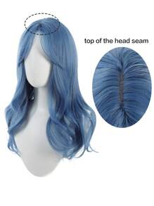 22 Inch Navy Blue Synthetic Wig, Medium Length Natural Wavy Curly Hair, Suitable For Female Cosplay, Costume Parties, And Heat Resistant