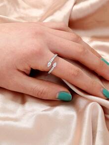 Nooxian 1 件简约高端微镶锆石蛇形设计女士戒指 - 銀色 - 查看 3