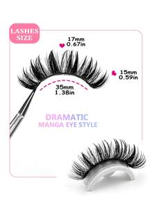 5对Asiteo新款湿妆效果假睫毛，卡通风格假睫毛，蓬松自然长款仿貂毛假睫毛，浓密假睫毛条 - 尖尾漫畫款 - 查看 7