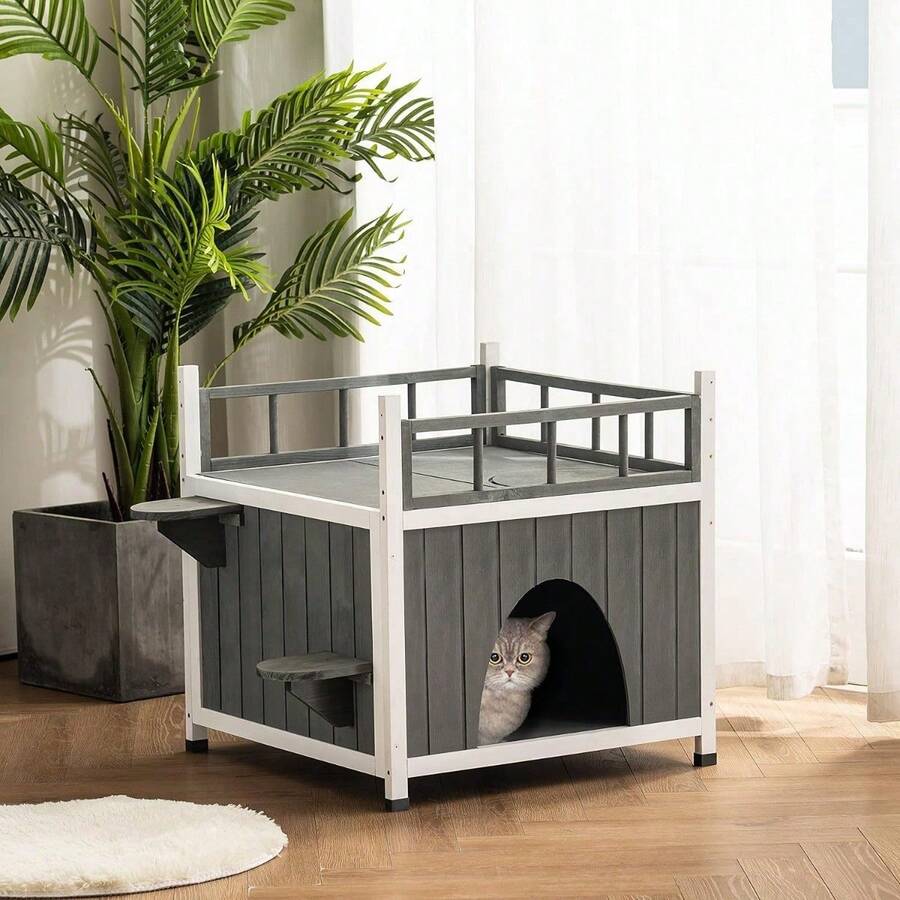 Cat House Shelter Outdoor Indoor, Feral Cat Enclosures Condo Small Pet