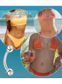 Piercing Jewelry Tongue Rings, Titanium Belly Button Rings, 14G Curved Barbells, Internal Thread Rook Earrings, Eyebrow Lip Belly Piercing Jewelry For Women Men Silvery - Silvery - View 2