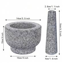 GRANDMA SHARK Mortar And Pestle Set, 14 Cm Diameter Large Capacity Hard Mortar, Premium Solid (14*10cm, Single Pestle) - Granite Mortar - View 2