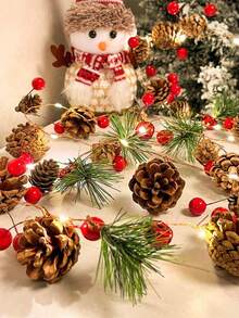 1 dây đèn trang trí Giáng sinh 2M/6.56FT, Quả thông, Chuông đỏ, Quả mọng, Hoạt động bằng pin, Thích hợp cho Giáng sinh, Trang trí ngày lễ mùa đông, Văn phòng, Phòng, Đám cưới, Trang trí tường nhà, Không bao gồm pin - màu nâu - Xem 4