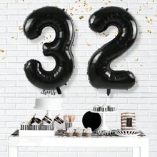 1/2 件黑色 40 英寸巨型数字铝箔气球适用于 16 岁、18 岁、20 岁、21 岁、25 岁、30 岁、40 岁、50 岁、60 岁、70 岁、80 岁生日派对、周年纪念和其他庆祝装饰 - 黑色 - 查看 35