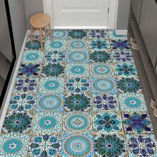 10pcs Green Mandala Ceramic Tile Look Peel And Stick Wallpaper, Modern PVC Removable Flat Wall Decals For Home, Kitchen, Room, Wall, Floor Decor - Multicolor - View 2