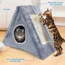 Triangular Foldable Cat Bed, Cat Scratch Board, Suitable For Small Pets And Cats To Use - Multicolor - View 3