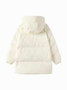 Balabala Chaqueta acolchada de invierno 2024 para niñas, con capucha y textura dulce