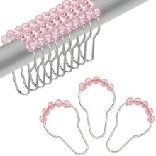 12pcs/24pcs Red Bathroom Hook Ball Rolling Decorative Rust Proof Stainless Steel Shower Curtain Hooks For Bathroom Shower Rods Home Bathroom Decor Fall Decor Bathroom Accessories Back To School - Red - View 20