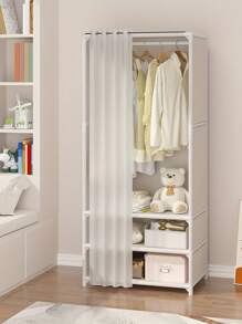1pcs Easy To Assemble Modern Closet With Drawers - Durable Portable Clothes Organizer For Bedroom And Dorm Room, Reinforced Steel Frame, Black And White - Màu be - Xem 4