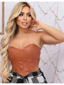 Cropped Strapless Corset, Cropped, Cropped For Going Out, Cropped For Parties. - Màu vàng - Xem 1