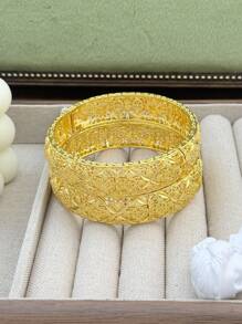 Pulseira aberta em forma de trigo banhada a ouro feminina, joia de luxo para festa de noiva