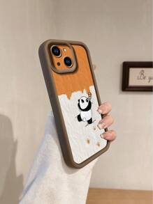 1pc Teddy Bear Textured Brown Sand Protective Mobile Phone Case Cover Compatible With Apple///Redmi/Infinix/Vivo - Brown - View 3