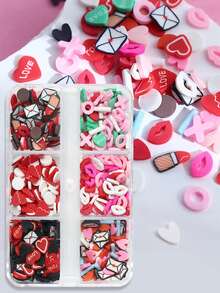 Ngày lễ tình nhân Nghệ thuật làm móng tay Bùa yêu dễ thương Son môi Trái tim Lát đất sét mềm Phụ kiện làm móng tay DIY Thiết kế móng tay lãng mạn - Nhiều màu - Xem 3