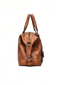 Túi Boston trang trí khóa, Túi đeo chéo PU cổ điển, Ví cầm tay đôi cho nữ có móc khóa, Quà tặng Ngày của Mẹ cho Mẹ Túi đeo vai, Túi xách nữ Túi đeo vai cổ điển, Túi xách đeo chéo cho nữ, Túi tote Boston thường ngày cho nữ, Túi lấy cảm hứng từ phong cách cổ điển - màu nâu - Xem 2