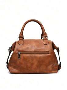 Túi Boston trang trí khóa, Túi đeo chéo PU cổ điển, Ví cầm tay đôi cho nữ có móc khóa, Quà tặng Ngày của Mẹ cho Mẹ Túi đeo vai, Túi xách nữ Túi đeo vai cổ điển, Túi xách đeo chéo cho nữ, Túi tote Boston thường ngày cho nữ, Túi lấy cảm hứng từ phong cách cổ điển - màu nâu - Xem 4