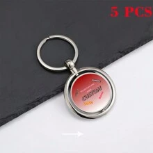Customizable Rotating Double-Sided Round Photo Keychain, Zinc Alloy Material, Perfect For Christmas Gift, Family, Friends, And Pets