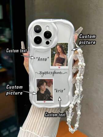 Valentines Cream Color Wavy Edge Oil Letter Painted Anti-Fall Phone Case, With Handmade Beaded Bracelet, Compatible With IPhone XR/7/8, IPhone 16/16 Pro/16 Plus/16 Pro Max, IPhone 15 Pro Max, IPhone 13, IPhone 14, IPhone 11 Soft Case, IPhone XS, New Cream Wavy Edge Oil Printed TPU Anti-Drop Soft Phone Case Compatible With Galaxy S24, Galaxy S24+, Galaxy S24 Ultra, Galaxy S22, Galaxy A13 4G, Galaxy A52, A52s 5G, Galaxy A23, Galaxy A35, Galaxy A25, Galaxy A73, Redmi Note 11, 11 Lite