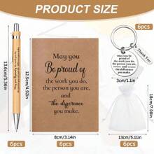 24pcs/6 Sets, Ultimate Appreciation Gift Set - Inspiring Stainless Steel Keychain, Premium Bamboo Pen, Pocket Notebook, And Uplifting Quote - Perfect Employee, Volunteer, Teacher, Nurse, Team Building, Birthday, Retirement, And Holiday Office Gift