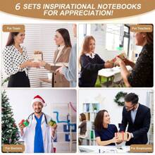 24pcs/6 Sets, Ultimate Appreciation Gift Set - Inspiring Stainless Steel Keychain, Premium Bamboo Pen, Pocket Notebook, And Uplifting Quote - Perfect Employee, Volunteer, Teacher, Nurse, Team Building, Birthday, Retirement, And Holiday Office Gift