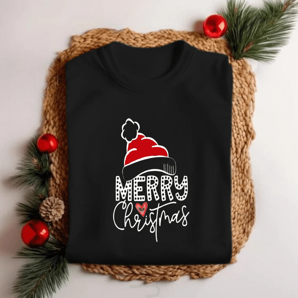 Unisex Christmas Themed T-Shirt Beanie Fashion Blogger Promotion Launch Premium - 黑色 - 查看 1