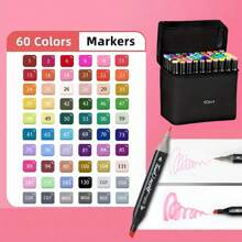 40/60/80/100/168 Couleurs Marqueurs d'Art Marqueurs à Alcool Stylo d'Art Professionnel Double Pointes Marqueur Permanent Pour Adultes & Étudiants, Marqueurs à Alcool pour Croquis Ensemble de Peinture, Fournitures Scolaires Rentrée des Classes