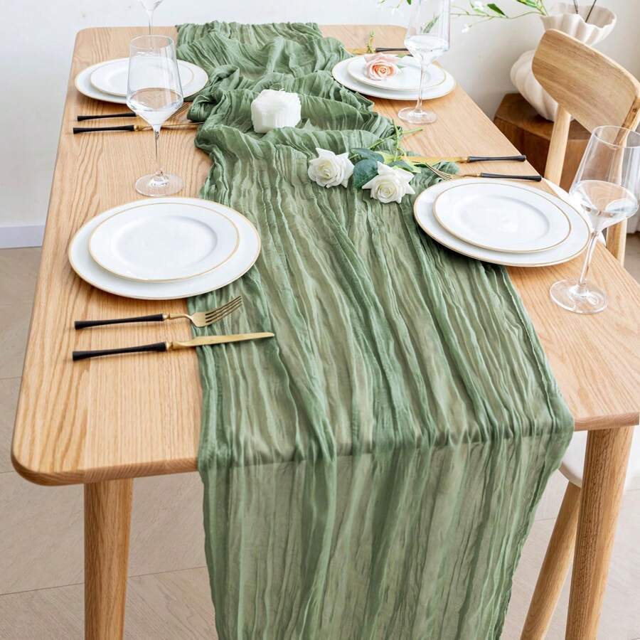 3/6 piezas Camino de mesa de arpillera, Camino de mesa de arpillera y gasa estilo bohemio, Adecuado para fiestas, bodas, decoración de mesa de cena de Pascua, Transparente y rústico de larga duración - Multicolor - Ver 1
