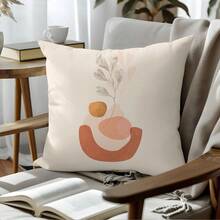 1 件 17.7*17.7 英寸（45*45 厘米）米色波西米亚几何叶/水彩粉色和金色波西米亚几何印花靠垫套（单面印花），家居装饰枕套，适用于沙发、床、汽车 - 不含内垫。适合日常使用，高端简约家居装饰，客厅，卧室，床头板 - 彩色 - 查看 6