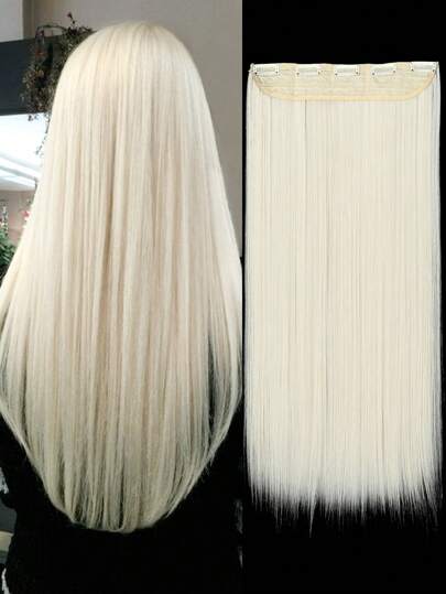 Clip In Långt rakt syntetiskt hårförlängning