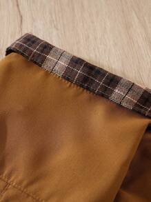 1 件棕色格子项圈宠物衬衫，适合小型犬和猫，春季/秋季