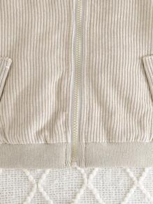 Baby Boys Autumn/Winter Warm Thicken Fleece Ear Decor Faux Pocket Decoration Casual Outdoor Jacket - Apricot - View 5