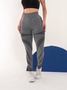 Seamless High Waist Butt Lifting Leggings Gym Sports Pants C25 - 灰色 - 查看 9