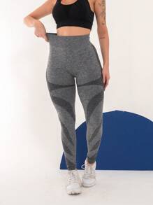 Seamless High Waist Butt Lifting Leggings Gym Sports Pants C25 - 灰色 - 查看 8